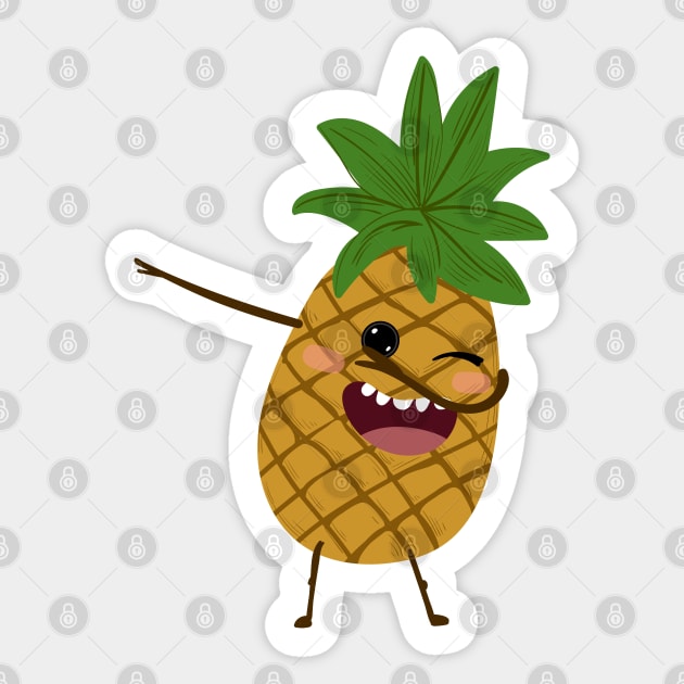 Dabbing Pineapple Aloha Beaches Sticker by PhuNguyen